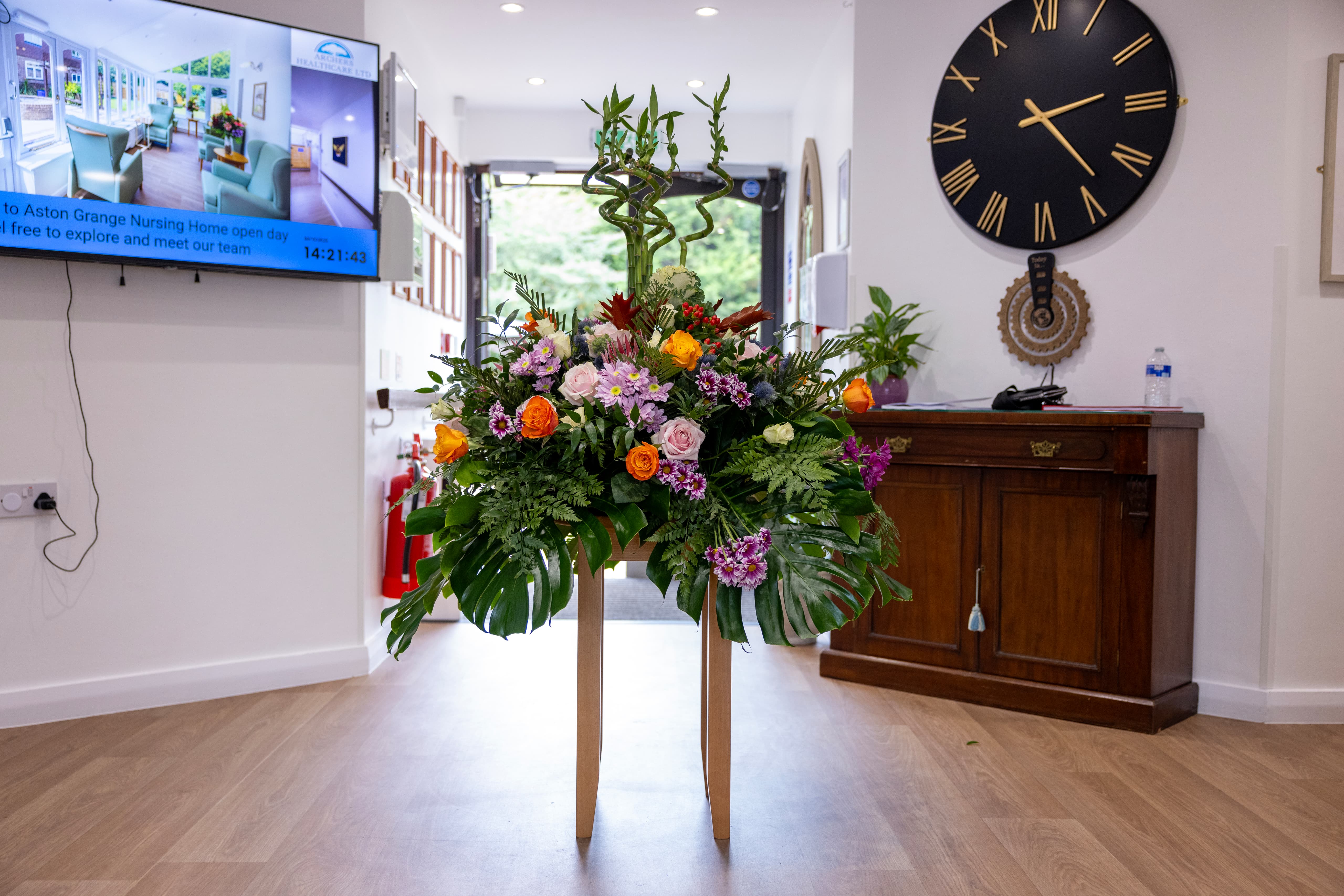 Beautiful floral arrangement in the entrance hall
